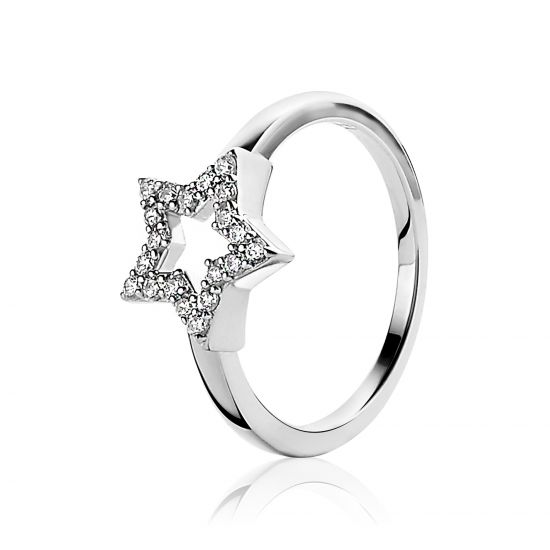 ZINZI zilveren ring ster wit ZIR1242