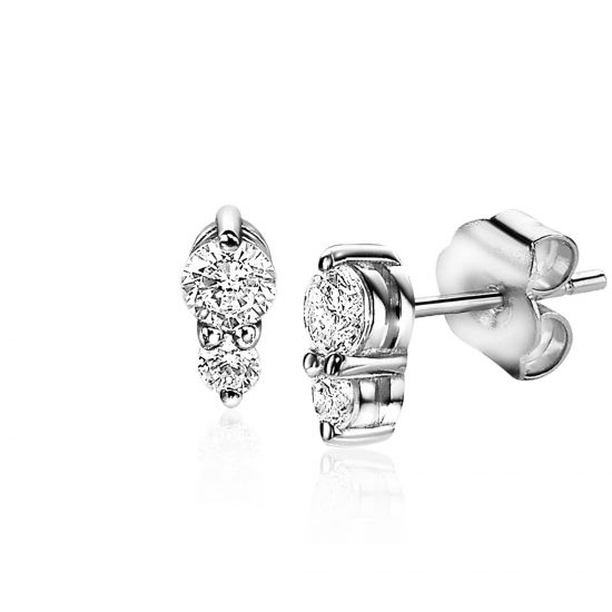 ZINZI zilveren oorknopjes 6mm rond wit ZIO2080