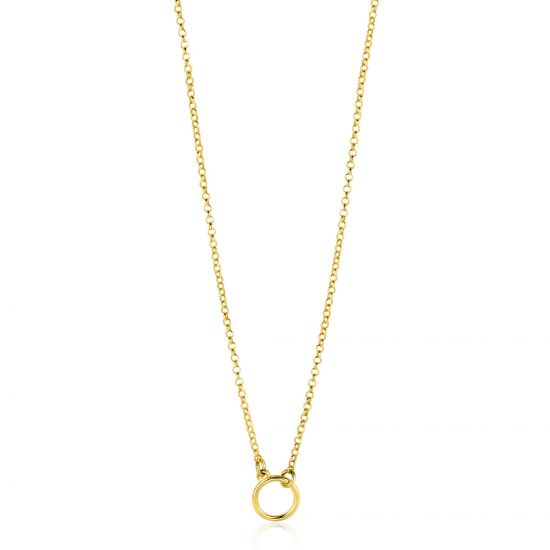 ZINZI gold plated zilveren ketting met open rondje 40-45cm ZIC2523G