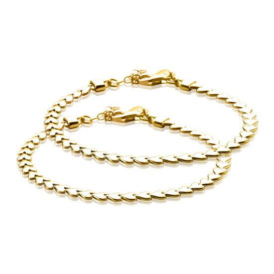 ZINZI set van 2 zilveren armbanden geel verguld hartjes 4,5mm breed ZIA1798G-SET