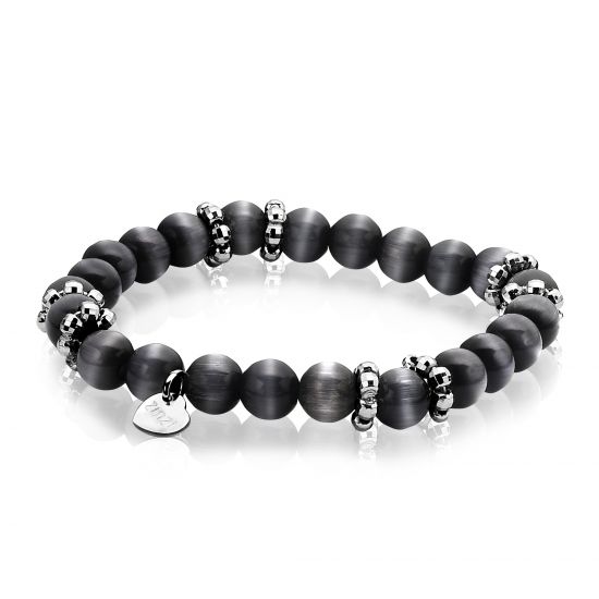 Zinzi zilveren armband zwarte cateyes 19cm  ZIA932Z 