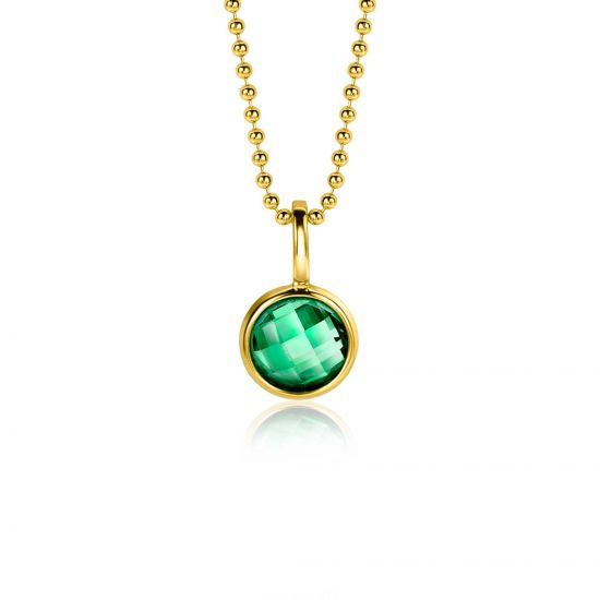 MEI hanger 8mm gold plated geboortesteen groen smaragd zirconia (zonder collier)