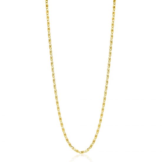 ZINZI gold plated zilveren scroll schakelketting, waarbij de schakels een dubbele krul/kronkeling maken 42-45cm ZIC2479G