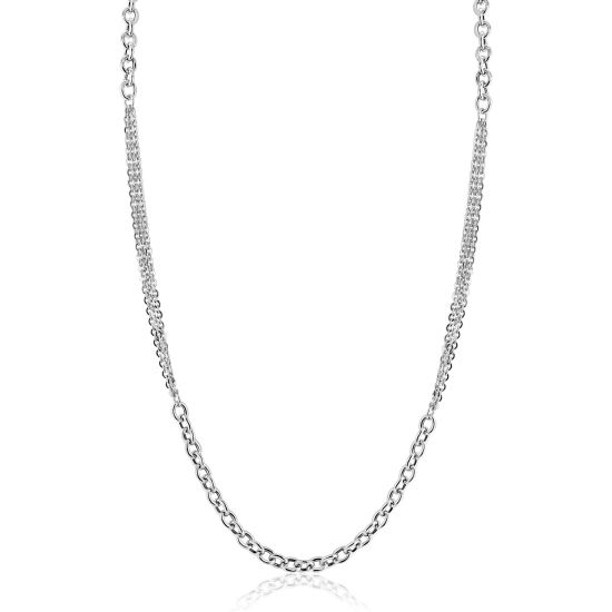 ZINZI zilveren collier 45cm met dubbele stijl: grove schakel en fijne kettingen ZIC2781