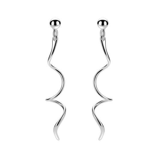 47mm ZINZI zilveren oorstekers met een speels golvend design ZIO2776