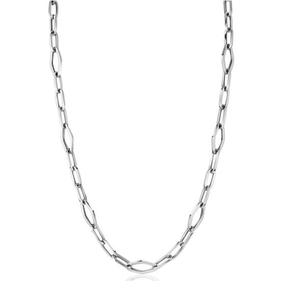 ZINZI zilveren schakelketting met ovale schakels van 11mm lang en ruitvormen 45cm ZIC-BF65