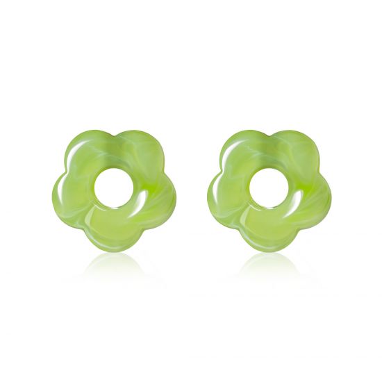 26mm oorbedels bloem lichtgroen kunststof ZICH2720GA