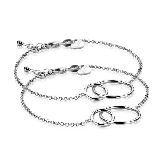 Zinzi set van 2 zilveren armbanden ronde vormen 16-19cm ZIA1278-SET