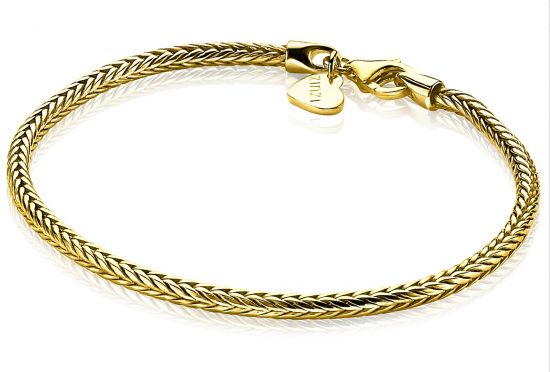 ZINZI zilveren schakelarmband geel verguld vossenstaart 2.5mm breed 19cm ZIA1287G