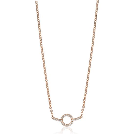 ZINZI zilveren ketting rosé verguld strak rond design wit 42-45cm ZIC1063R