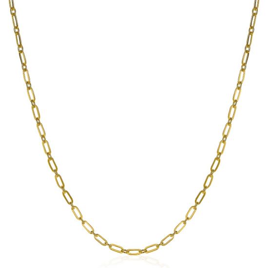ZINZI zilveren ketting 45cm geel verguld met 'paperclip' schakel 2,4mm breed ZIC2033G