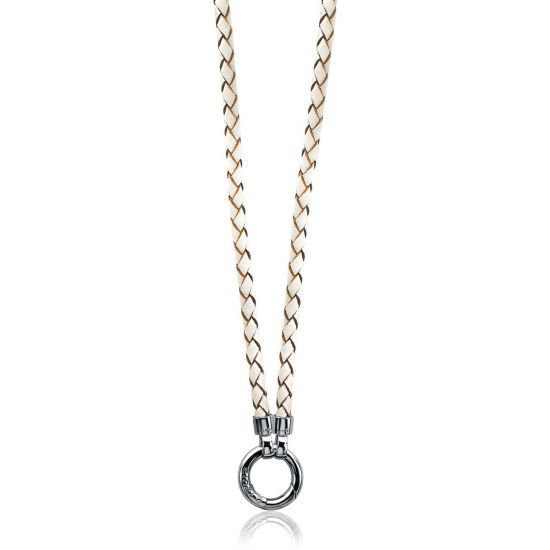 ZINZI lerencollier met slot wit