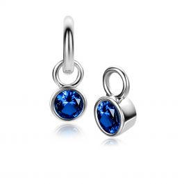 SEPTEMBER hanger 12mm zilveren hart geboortesteen saffier blauw