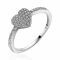 ZINZI zilveren luxe ring met 9mm hart vorm, vol bezet met witte zirconia's ZIR1114