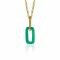 ZINZI zilveren hanger 14K geel verguld open ovale groen agaat ZIH2208G (zonder collier)