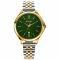 ZINZI Classy horloge 34mm groene wijzerplaat goudkleurige stalen kast en bicolor band, datum ziw1035
