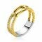 ZINZI gold plated zilveren luxe ring 5mm breed met drie paperclip schakels, glad bewerkt witte zirconia's ZIR2330Y