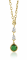 ZINZI gold plated zilveren schakelketting met hanger (31mm) bezet met twee peervormige witte zirconia's en een ronde groene kleursteen 40-45cm ZIC-BF69G
