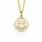 ZINZI gold plated zilveren hanger smiley rond 15mm met wit emaille ZIH2312W