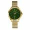 ZINZI Classy horloge 34mm groene wijzerplaat goudkleurige stalen kast en  meshband, datum ZIW1035M
