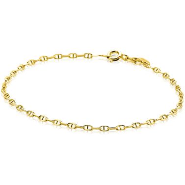 ZINZI Gold 14 karaat gouden massieve marine schakelarmband 2mm breed 18,5cm ZGA577
