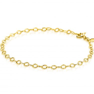 ZINZI Gold 14 krt gouden armband met bewerkte ovale schakels 3mm breed 19cm ZGA538