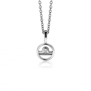 9mm ZINZI zilveren Weegschaal sterrenbeeldhanger bezet met witte zirconia ZIH-WEE (zonder collier)