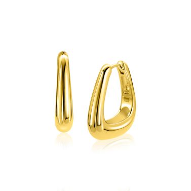 21mm ZINZI goldplated zilveren oorringen glad in een trendy tasvorm met luxe klapsluiting ZIO2805G