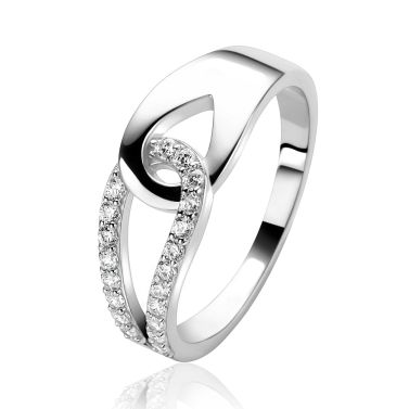 ZINZI zilveren ring met twee in elkaar gevlochten druppelvormen ZIR2768