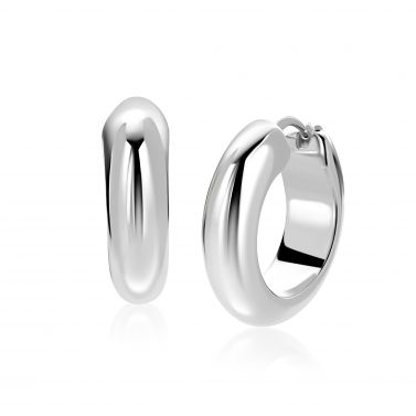 28mm ZINZI zilveren oorringen met brede buis (8mm) en rond model, handige bovensluiting  ZIO2749