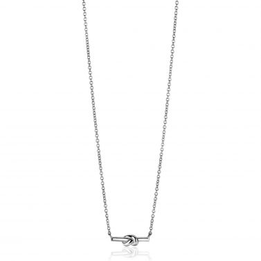 ZINZI zilveren schakel ketting met staafje en trendy knoop 45-48cm ZIC2613