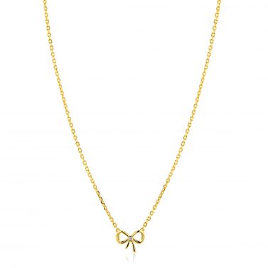 ZINZI gold plated zilveren ketting 42–45cm met sierlijke strik, bezet met witte zirkonia ZIC2724Y