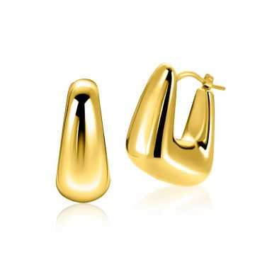 24mm ZINZI gold plated zilveren oorringen met brede buis, vierkante look en handige bovensluiting ZIO2747G