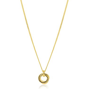 ZINZI gold plated zilveren collier 45cm met hanger van verbonden ringen (knoop-stijl) ZIC2797