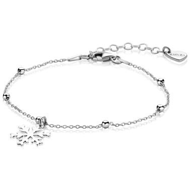 ZINZI zilveren bolletjes armband met sneeuwvlok hanger ZIA2777