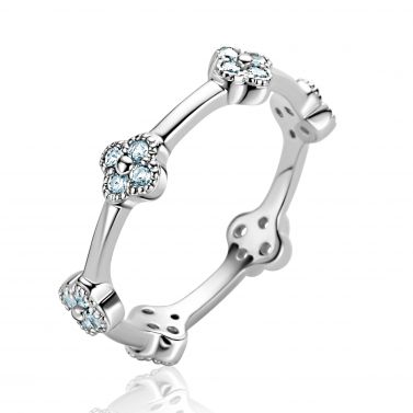 ZINZI zilveren ring (5mm breed) met lichtblauwe klavers ZIR2663