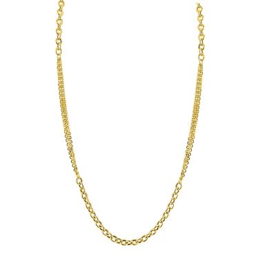 ZINZI goldplated zilveren collier 45cm met dubbele stijl: grove schakel en fijne kettingen ZIC2781G