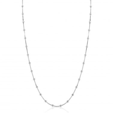ZINZI zilveren slangen-ketting met vierkant geslepen schakels en 40 verfijnde glanzende bolletjes (2,5mm breed) 43-45cm ZIC2471