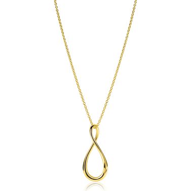 ZINZI goldplated zilveren ketting 60cm met grote gestileerde Infinity-hanger 52mm ZIC2675G