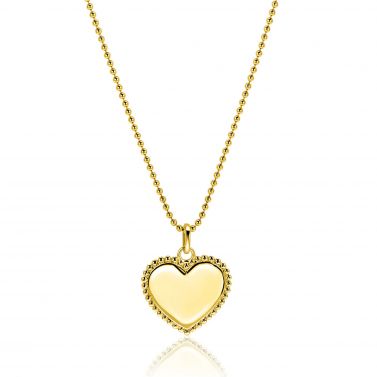 21mm ZINZI gold plated zilveren hanger hart met parelrand voor gravure ZIH2653G (zonder collier)
