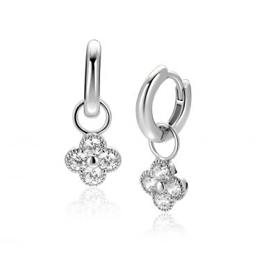 8mm ZINZI zilveren oorbedels klavertje ZICH2735 (zonder oorringen)