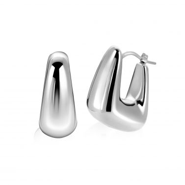 24mm ZINZI zilveren oorringen met brede buis, vierkante look en handige bovensluiting ZIO2747