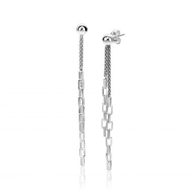 65mm ZINZI zilveren multi-look oorstekers met bungelende paperclip schakels ZIO2709