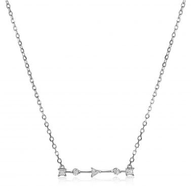 ZINZI zilveren ketting 45cm met staafje rond vierkant driehoek wit ZIC2043