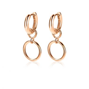 ZINZI zilveren oorbedels rosé verguld open rond 11mm ZICH1748R (zonder oorringen)