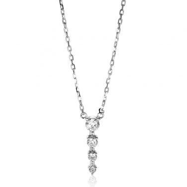 ZINZI zilveren ketting 45cm met hanger vier ronde zirconia's 16mm ZIC2328