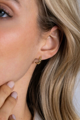 12mm ZINZI Gold 14 krt gouden oorstekers half rond gezet met gourmet schakels, 3mm breed ZGO375