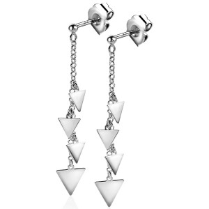 ZINZI zilveren oorstekers met 4 trendy driehoekjes 58mm lang ZIO1555