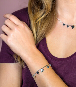 ZINZI zilveren armband met losse driehoekjes 17-20cm ZIA1555