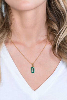 ZINZI zilveren hanger 14K geel verguld open ovale groen agaat ZIH2208G